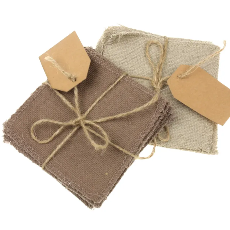 12er Set Untersetzer Stoff Taupe Beige