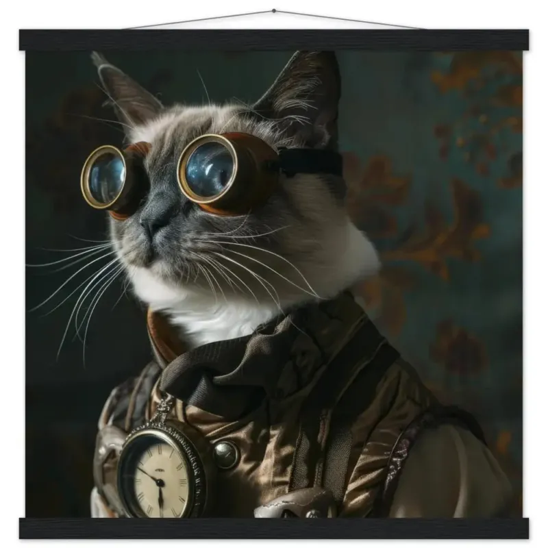 Schulposter - Tonkinese Steampunk-Illustration magnetische Kiefernholzleisten mattes schweres Papier | St Tropez Art