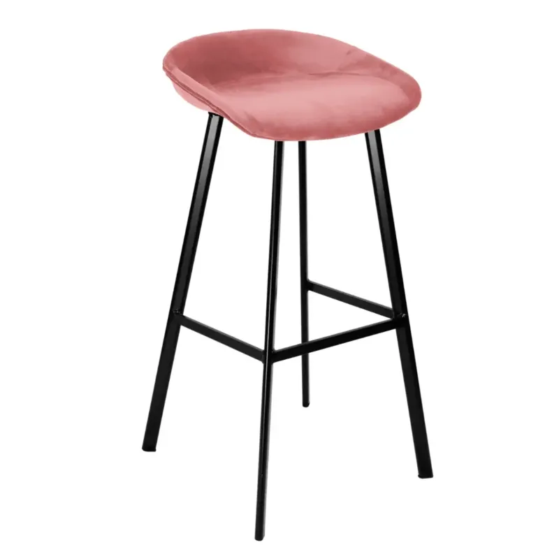 Barhocker – Rosa Ton, Velours Sitz, Metall Fuß, 80 cm - Finn | Kick Collection