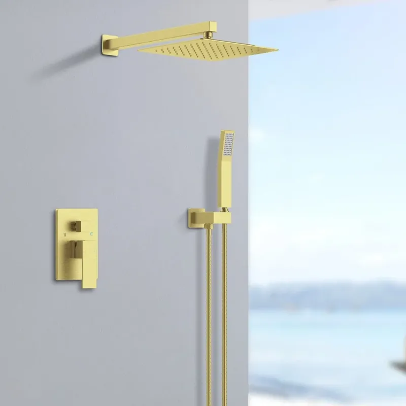 12 inch Single Handle 2-Spray Rain Shower Head Systems Square Wall-Mounted Shower