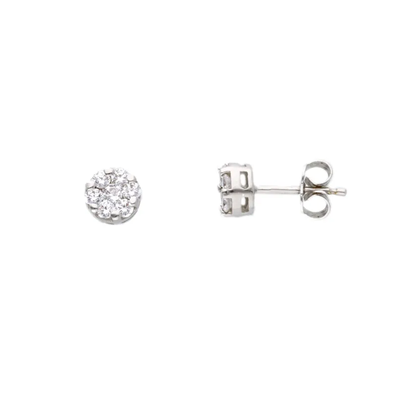 18 Karat Gold - 750 Weissgold Ohrstecker mit Zirkonia Steinen - 143332