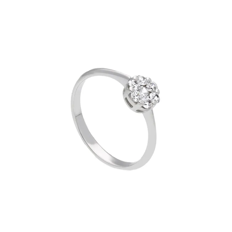 18 Karat Gold - 750 Weissgold Ring mit Zirkonia Steinen - 143339