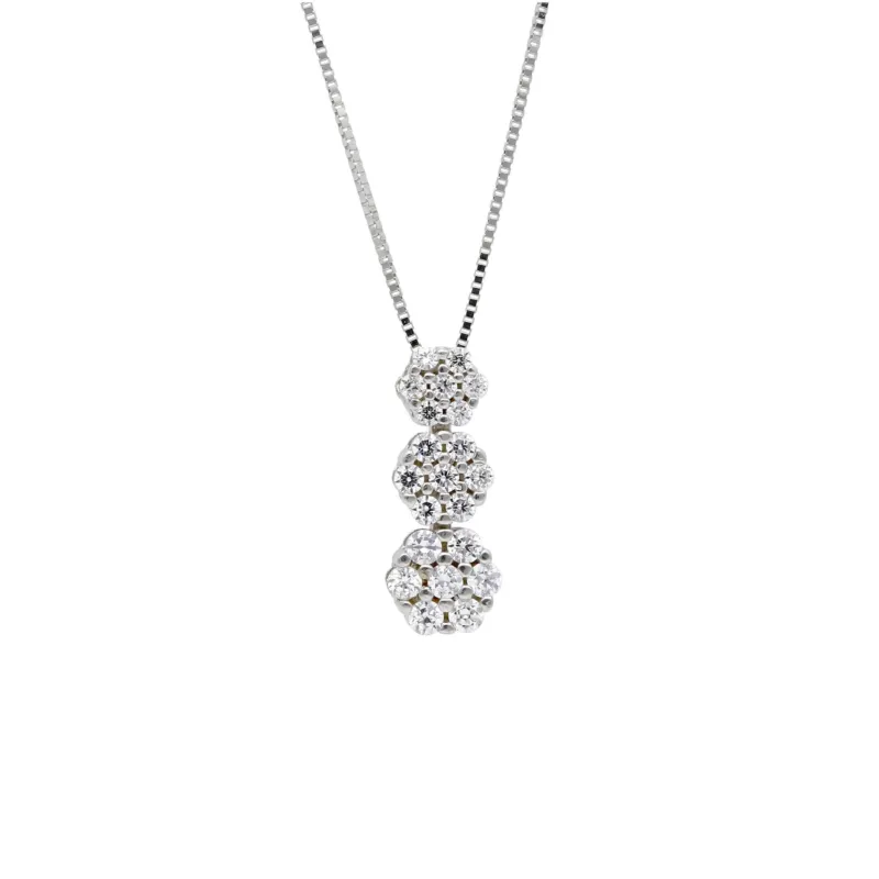 18 Karat Gold - 750 Weissgold Halskette mit Zirkonia Steinen - 143485