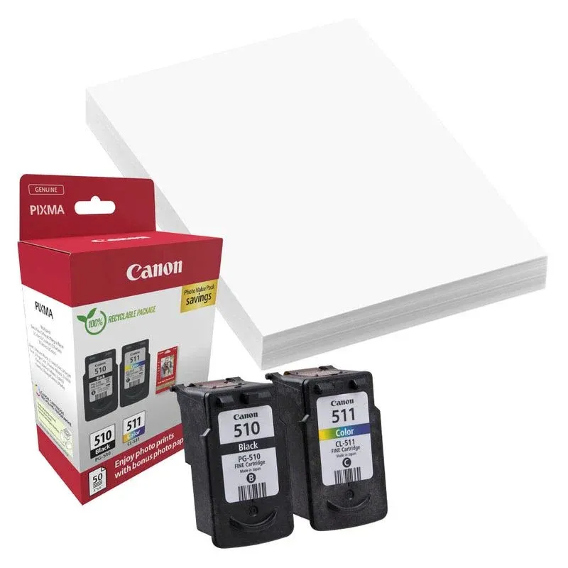 Canon PG-510/CL-511 schwarz, color Druckköpfe + Fotopapier, 2er-Set