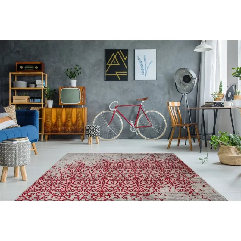 Teppich – Vintage Muster, Orientalische Ornamente, Roter Farbton, 120 x 170 cm - Baroque 225 | Kayoom