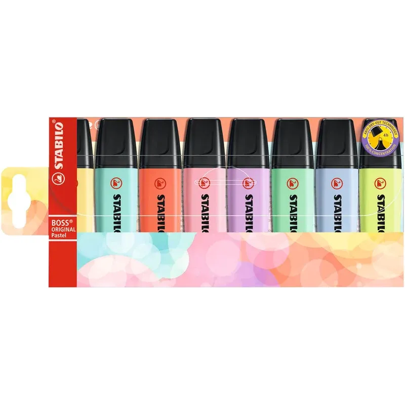 STABILO BOSS ORIGINAL Pastel Textmarker farbsortiert, 8 St.