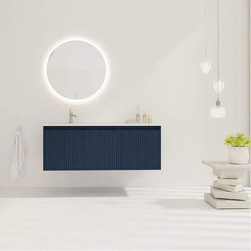 48" Modern Design Floating Bathroom Vanity with Drop-Shaped Resin Sink