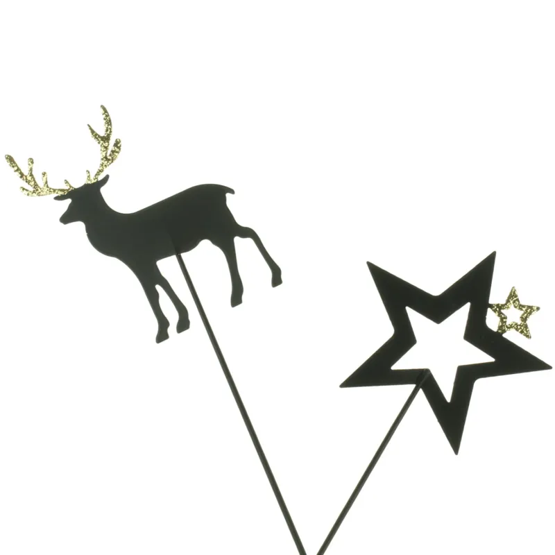 Gartenstecker Stern Hirsch Schwarz Gold