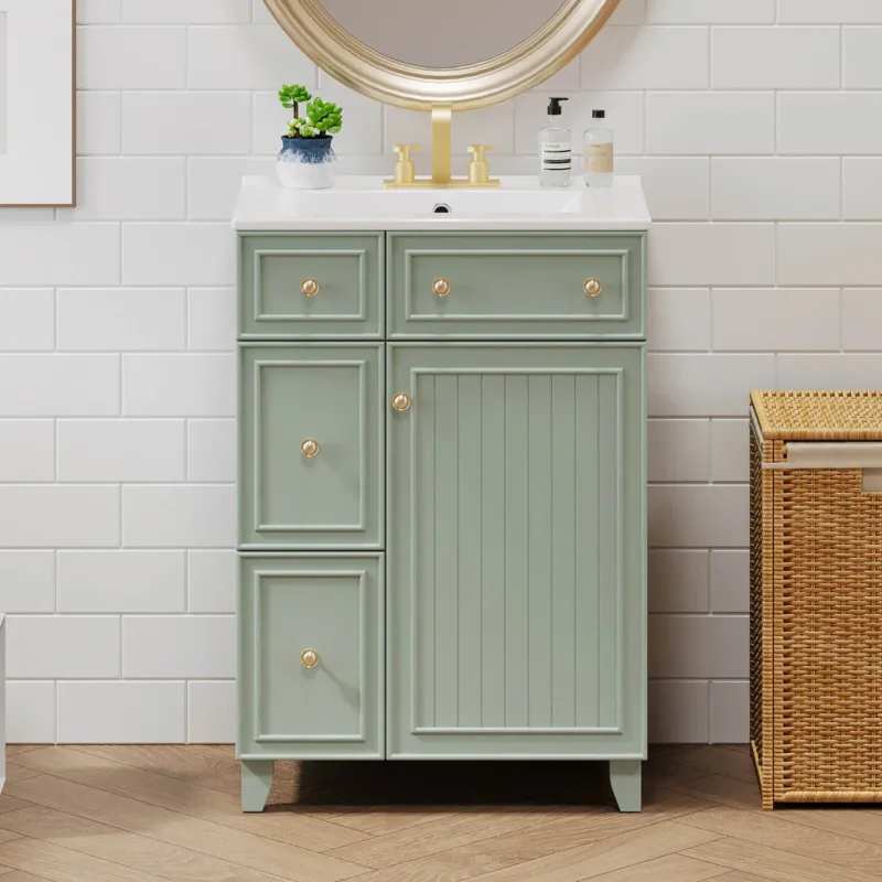 24 inch Small Size Light Gray-Green Bathroom Vanity