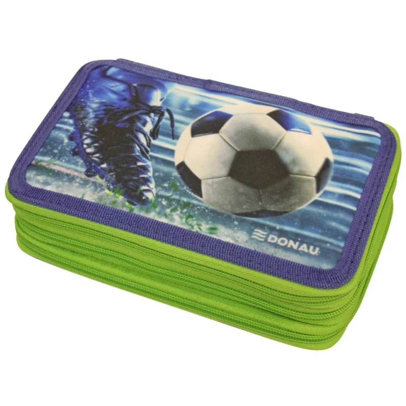 DONAU Schüleretui Fußball, 3-Stock, gefüllt