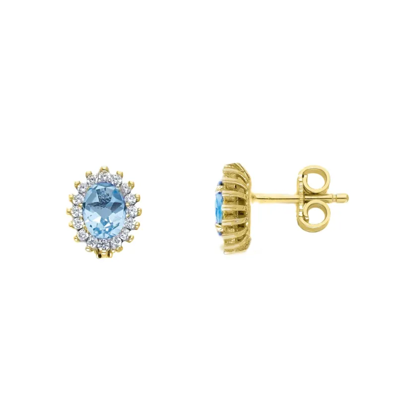 18 Karat Gold - 750 Gelbgold Ohrstecker mit Zirkonia Steinen - 260477