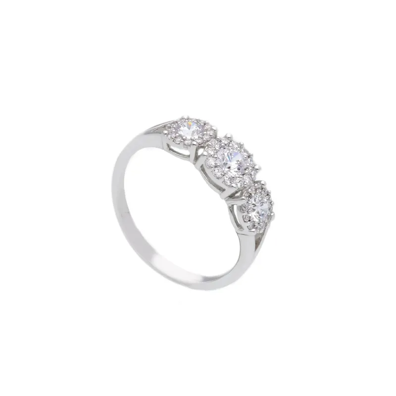 18 Karat Gold - 750 Weissgold Ring mit Zirkonia Steinen - 269253