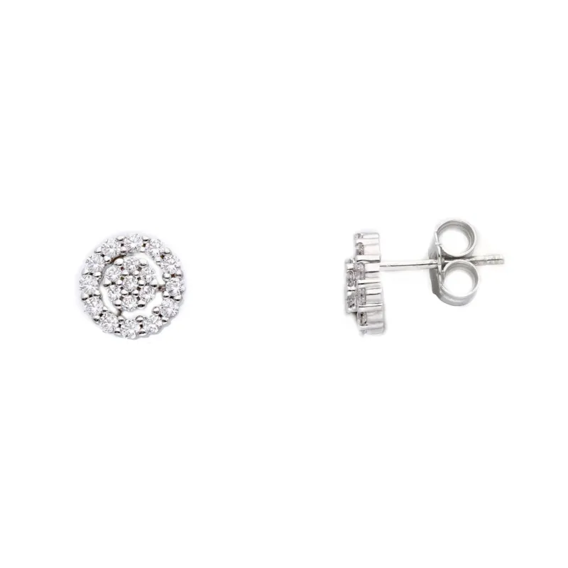 18 Karat Gold - 750 Weissgold Ohrstecker mit Zirkonia Steinen - 269265