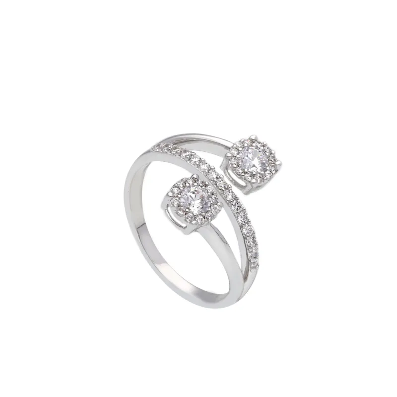 18 Karat Gold - 750 Weissgold Ring mit Zirkonia Steinen - 282119
