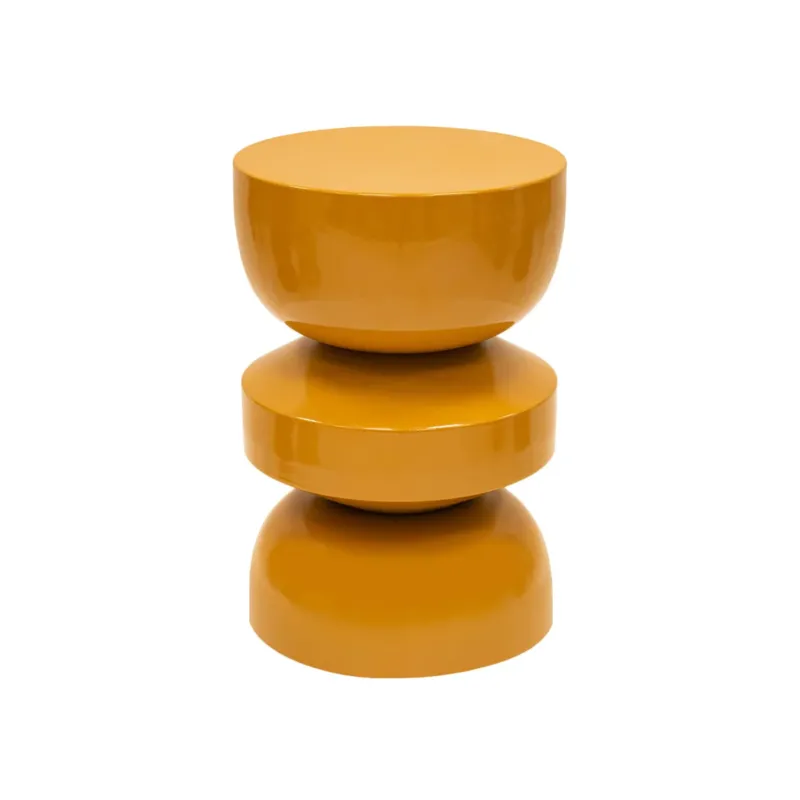 Beistelltisch – Ockergelbe Farbe, Glänzende Oberfläche, Skulpturales Design - Esra | Kick Collection