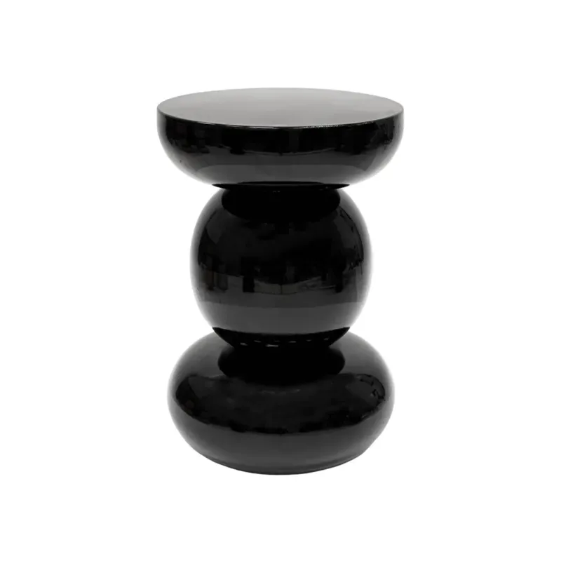 Beistelltisch – Schwarze Farbe, Geriffeltes Design, Runde Form - Cato | Kick Collection