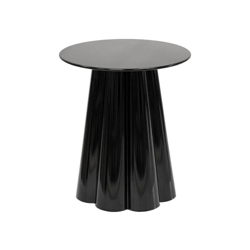 Beistelltisch – Skulpturales Blumendesign, Glänzende Oberfläche, Schwarz Ton, M - Ida | Kick Collection
