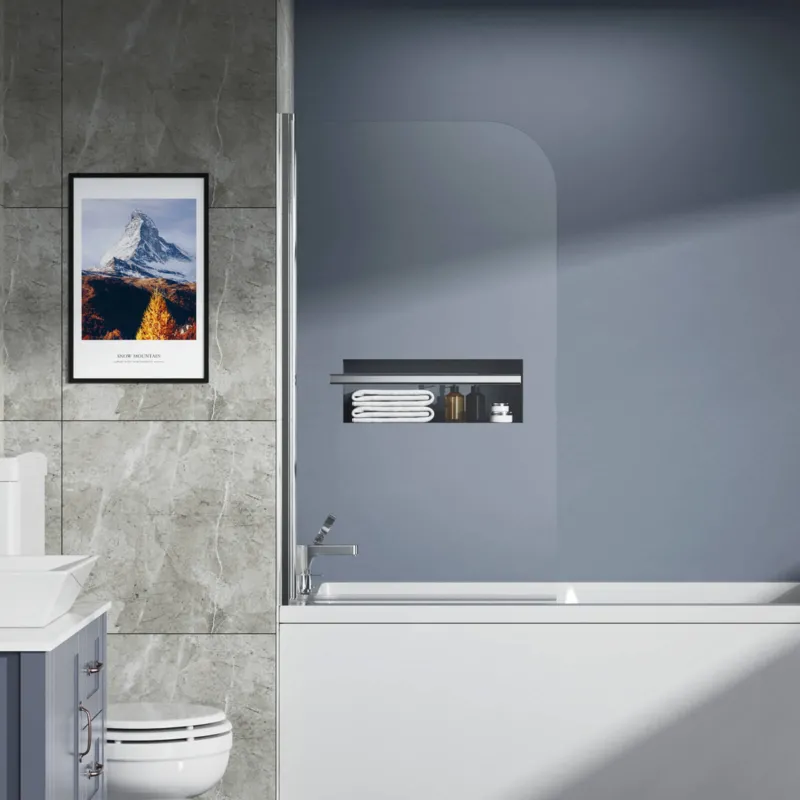 31 x 55 inch Bathtub Shower Screen Door with Towel Bar
