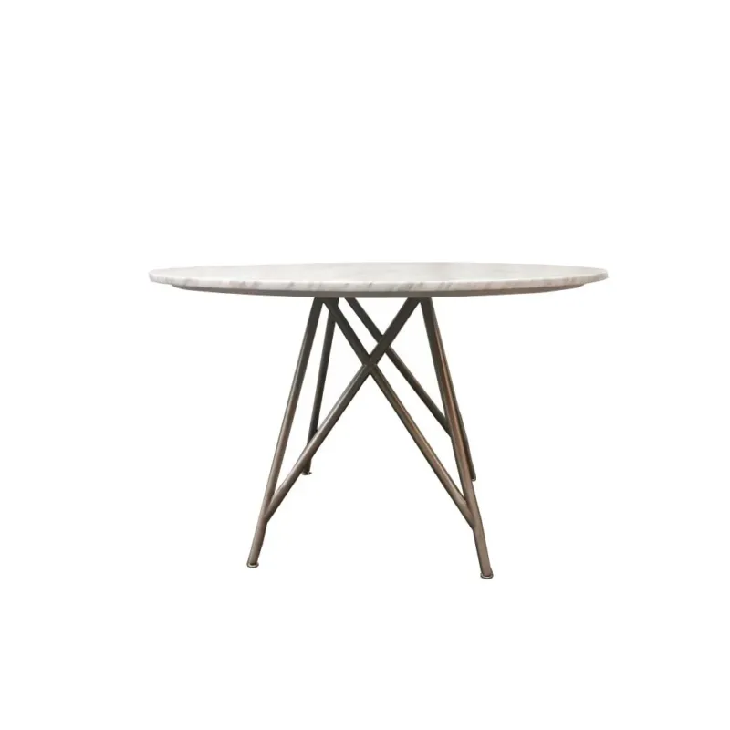 Esszimmertisch – Carrara Marmor, Edelstahl Gestell, Runde Form,76 cm Höhe - Coral | Modus Furniture International