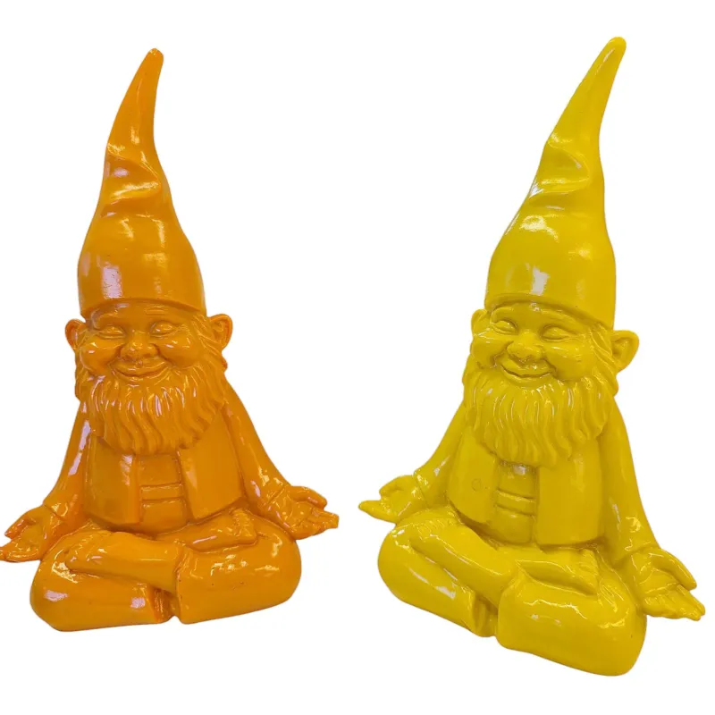 Dekozwerg Yoga Gelb od. Orange 19 cm Zwerg Yogazwerg Gartenzwerg modern Dekofigur
