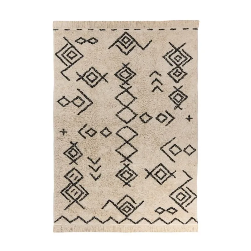 Teppich – Ethno Muster, Fransen Abschluss, Baumwoll Material, 160 x 230 - Mylen 325 | Kayoom