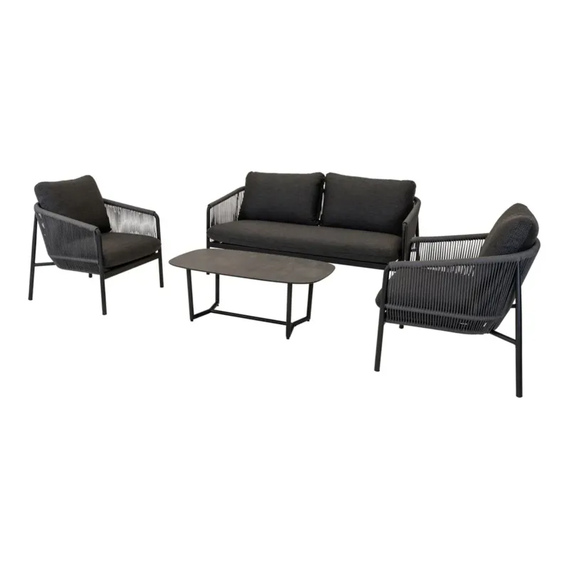 Lesli Living Lounge-Set Osaka schwarz 4-teilig
