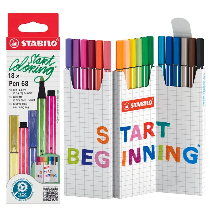 STABILO Pen 68 Filzstifte farbsortiert, 18 St.