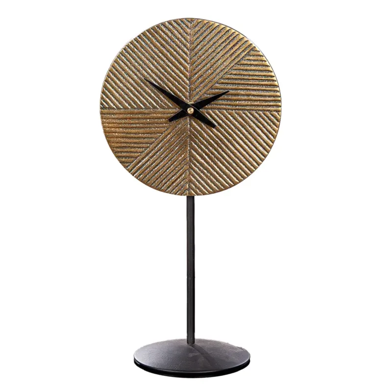 Tischuhr – Bronze Oberfläche, Runde Form, Strukturierte Optik, Höhe 30 cm - Rapa | Gilde