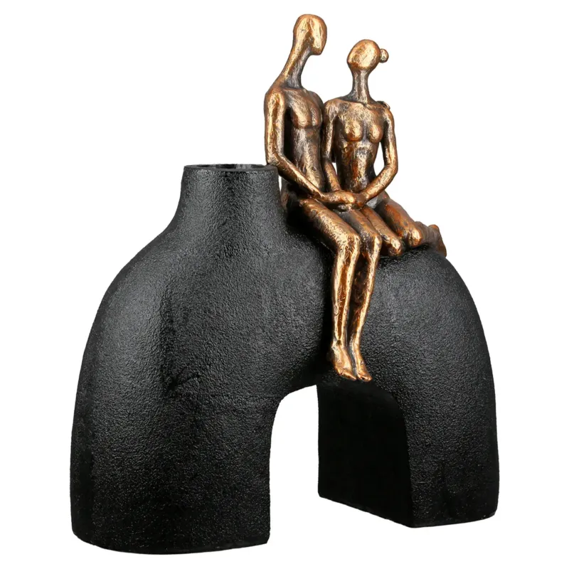 Vase – Schwarzes Kunstharz, Metallische Optik, Figurenform - Movement | Gilde