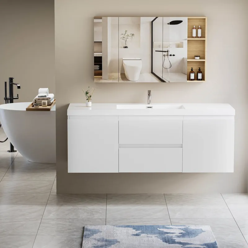60 in Single Sink Vanity Featuring a Spacious Countertop