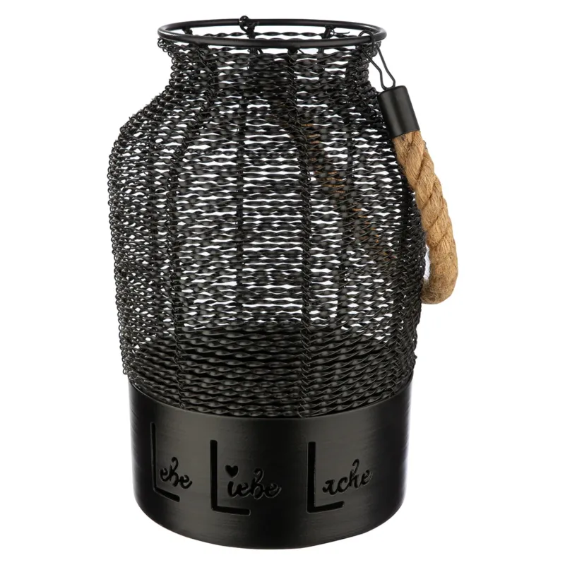 Windlicht – Spruch Motiv, Runde Form, 25.5cm Höhe - Lebe, Liebe, Lache | Gilde