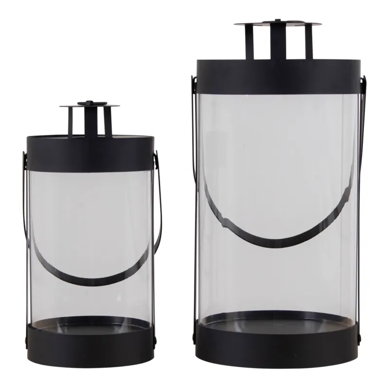Laternen-Set – Stahl/Glas, Schwarz, 2 Stück - Bondi | House Nordic