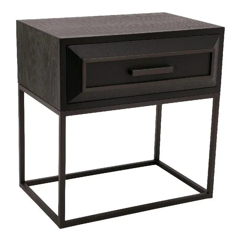 Beistelltisch – schwarze Oberfläche, Holz Material, Eisen Gestell – Lixly | PTMD