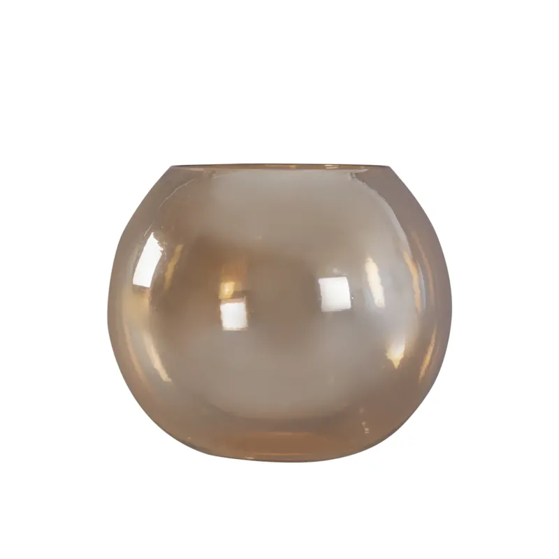 Windlicht – Gold Glas, Runde Form, Glänzende Oberfläche, S - Lenore | PTMD
