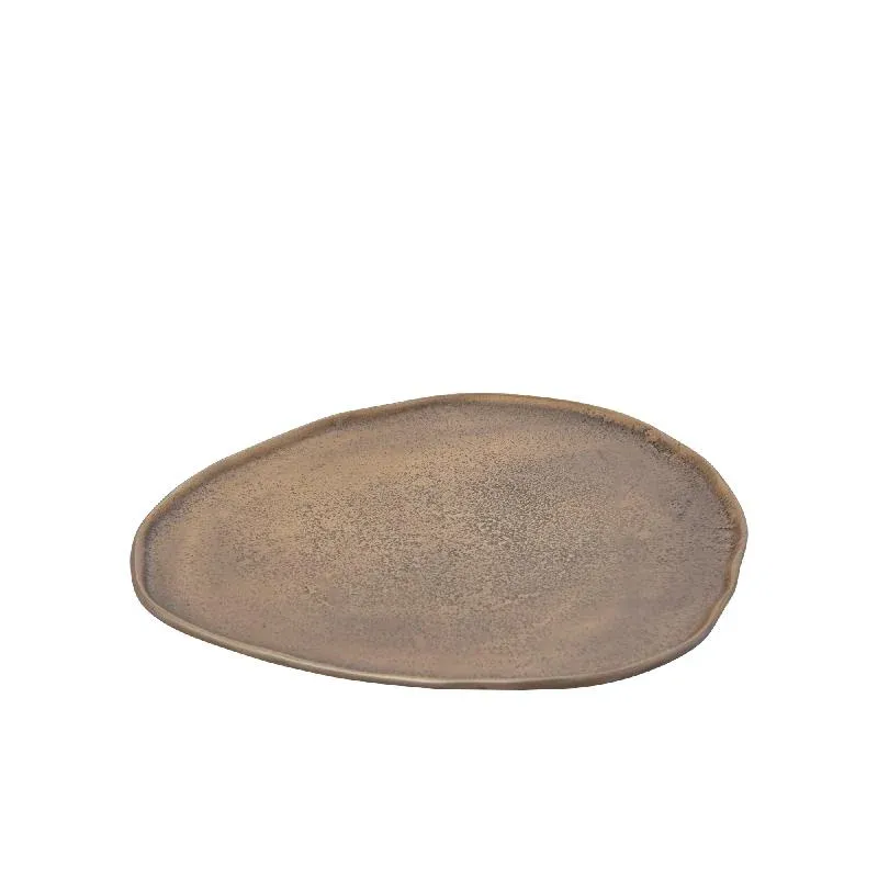 Schale – Runde Form, Organisches Design, Aluminium Material, Gold, M – Kora | PTMD