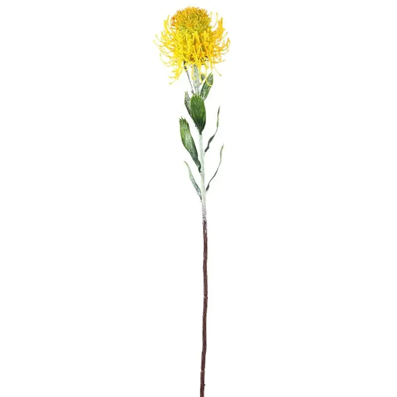 Zweigpflanze – Gelber Protea-Zweig mit Blättern aus Polyester | PTMD