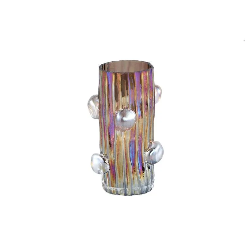 Vase – Glas Material, Punkt Muster, Braun Farbton, S – Parke | PTMD