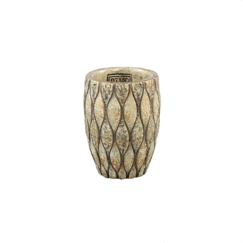 Blumentopf – Runde Form, Gemischte Struktur, Taupe Oberfläche, Zement Material, XS – Joedi | PTMD