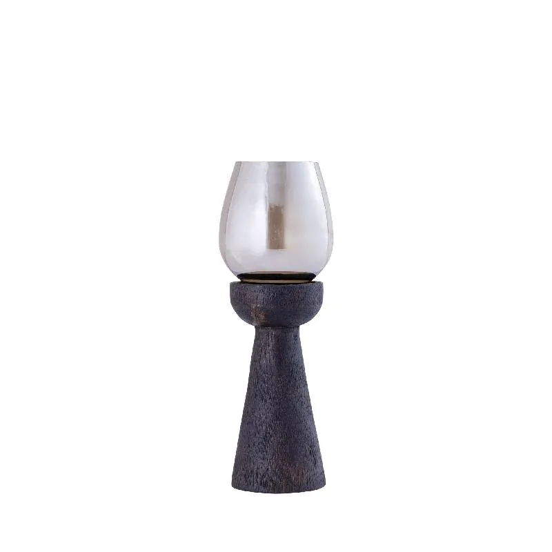 Windlicht – Modernes Design, Quadratische Form, Mangoholz Glas Material, Braun, S – Qez | PTMD