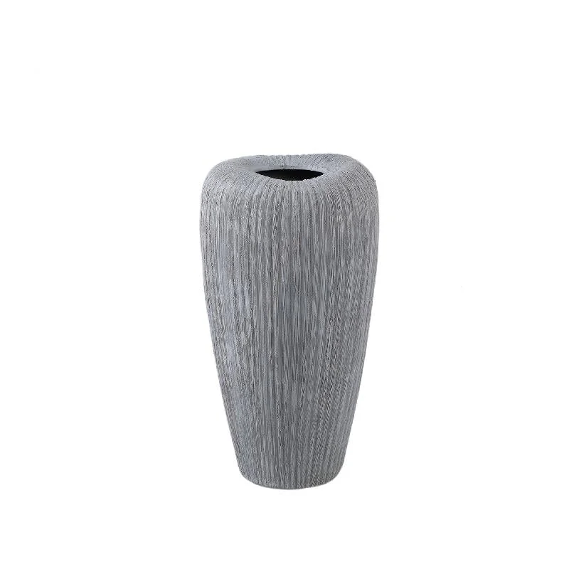Topf – Graufarbe, Runde Form, Linienmuster, Keramik, S – Zinet | PTMD