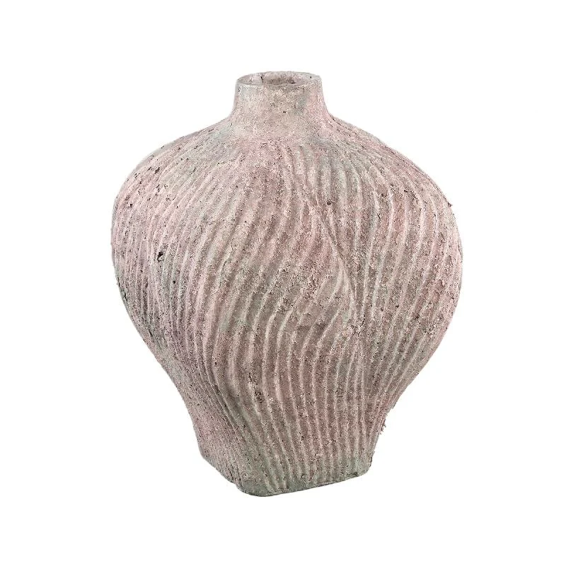 Vase – Wellen Linien, Zement Material, Runde Form ,L - Diesel | PTMD