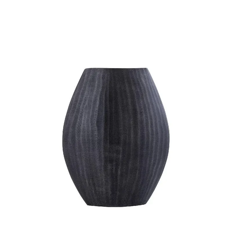 Topf – Geripptes Design, Ovale Form, Aluminium Material, Grau, Hoch, S – Jowad | PTMD