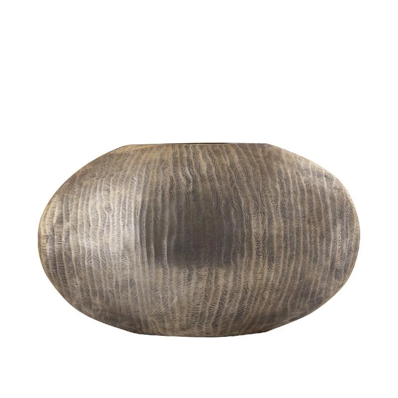 Topf – Geripptes Design, Ovale Form, Aluminium Material, Gold, Niedrig, L – Jowad | PTMD