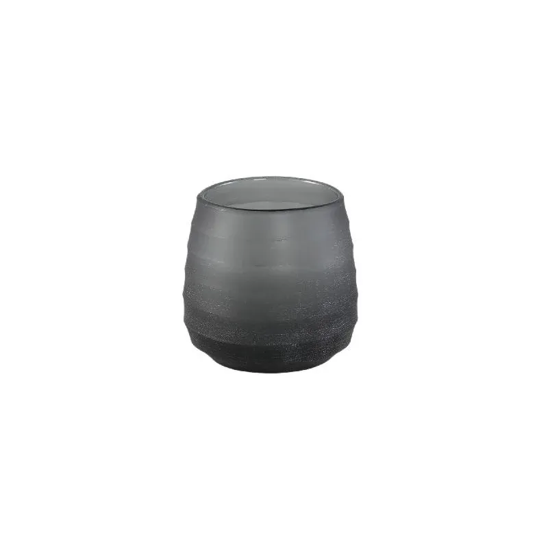 Teelichthalter – Massives Glas, Gerippte Struktur, Graue Farbe – Nadah | PTMD