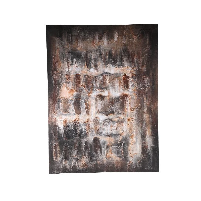 Wandpaneel aus Polyester-Canvas mit Holzrahmen, rauer Struktur und Dunkelbraun-Finish – Xihan | PTMD