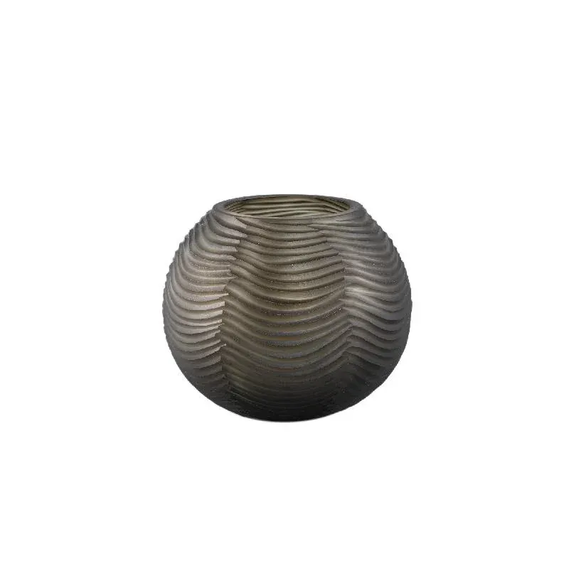 Vase – Runde Form, Glas Material, Braun, Niedrig – Elichi | PTMD