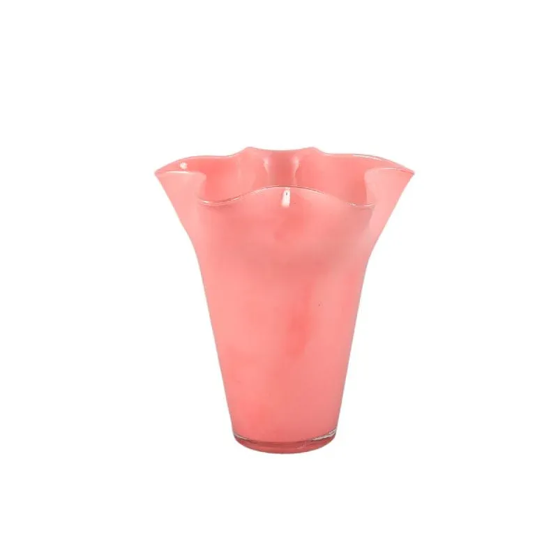 Vase – Dunkelrosa Glas, Runde Form, Wellenförmige Struktur, S – Macarena | PTMD