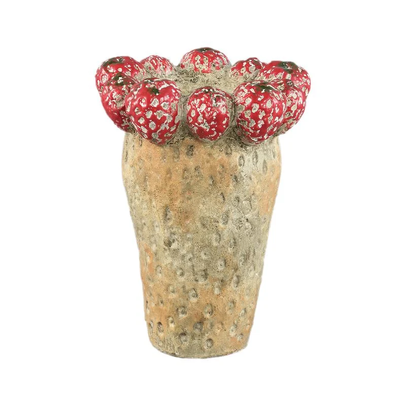 Topf – Rote Farbe, Runde Form, Erdbeermotiv, Terrakotta, M – Fruitsy | PTMD