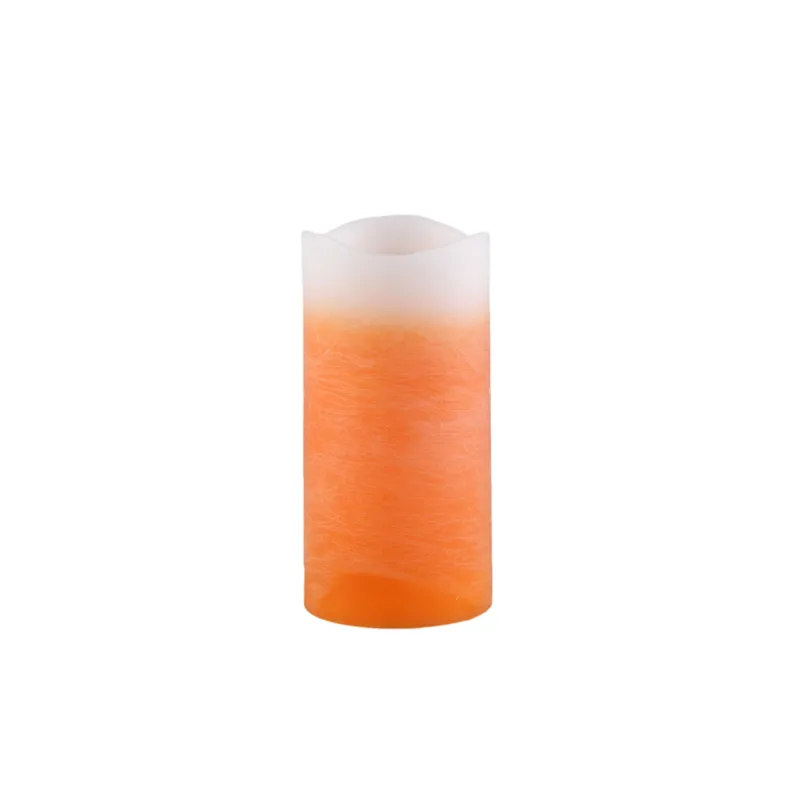 LED Kerze – Ombre Farbeffekt, Orange Farbe, Flackernde Flamme, L | PTMD
