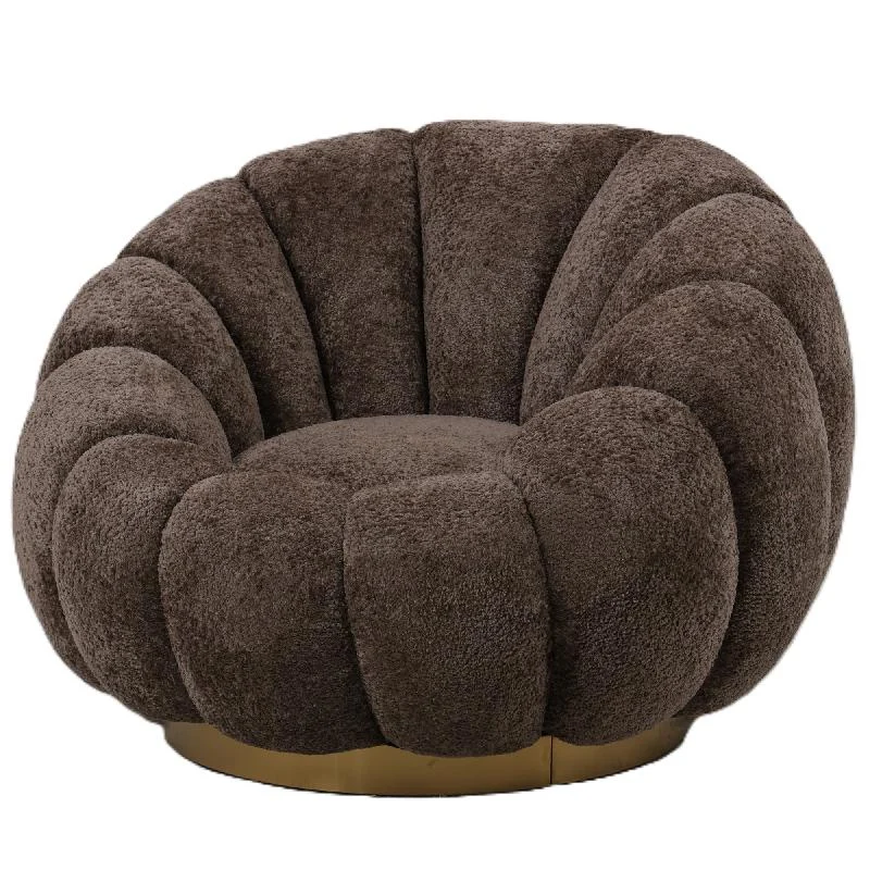 Sessel – Euphoria Stoffbezug, Antelope Oberfläche, Gold Metallgestell – Daisy | PTMD